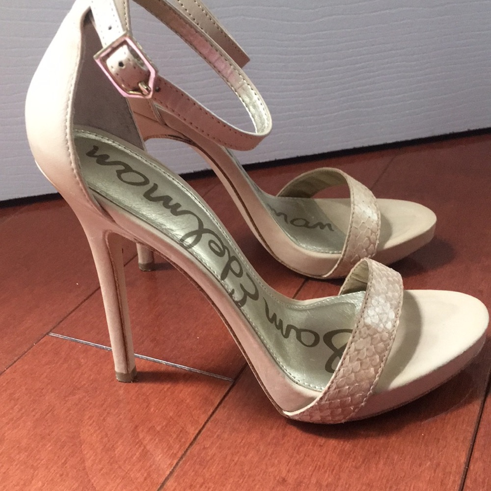 Sam Edelman Nude Snakeskin Heel Sandals